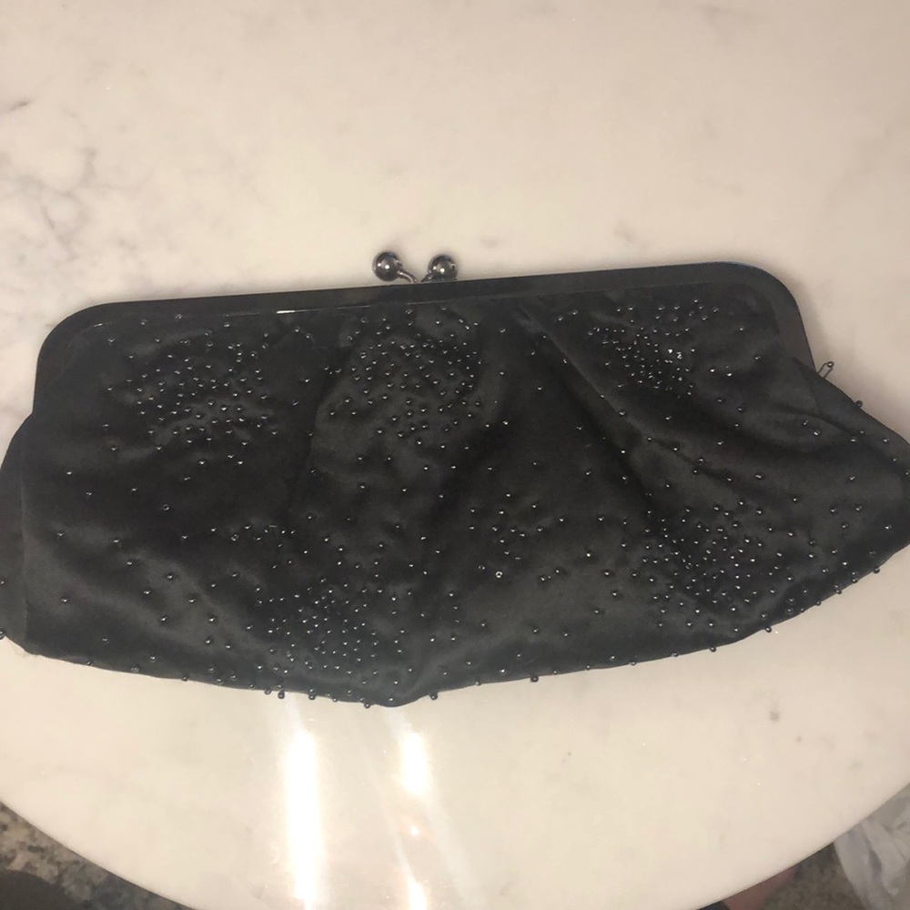 Black beaded clutch